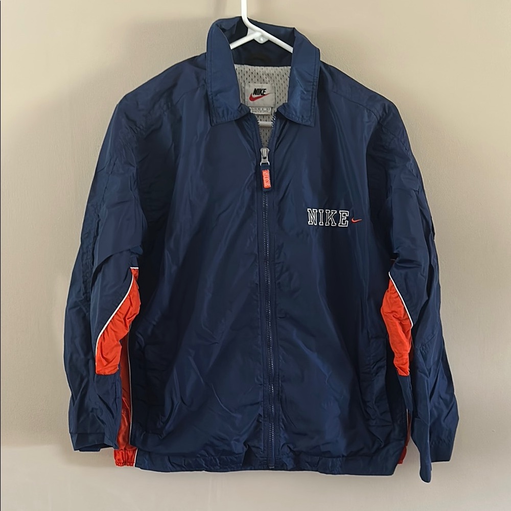 Nike Blue and Orange Windbreaker Athletic Jacket